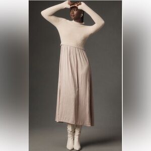 Anthropologie Thea Twofer Eyelash Pink Maxi Holiday Dress- XL